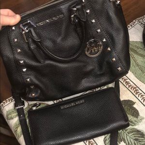 Michael Kors studded bag and wallet